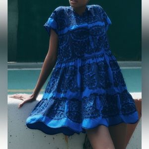 Zara Short Embroidered Dress Bluish